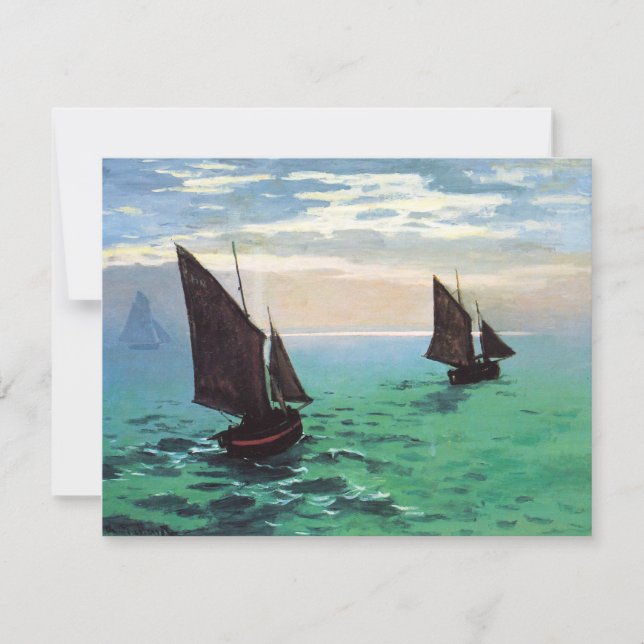 Barcos de pesca de Monet en las invitaciones del (Anverso)