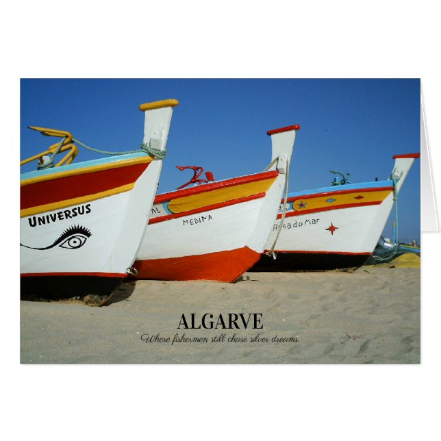 Barcos de pesca en la foto de playa del Algarve (Anverso (Horizontal))