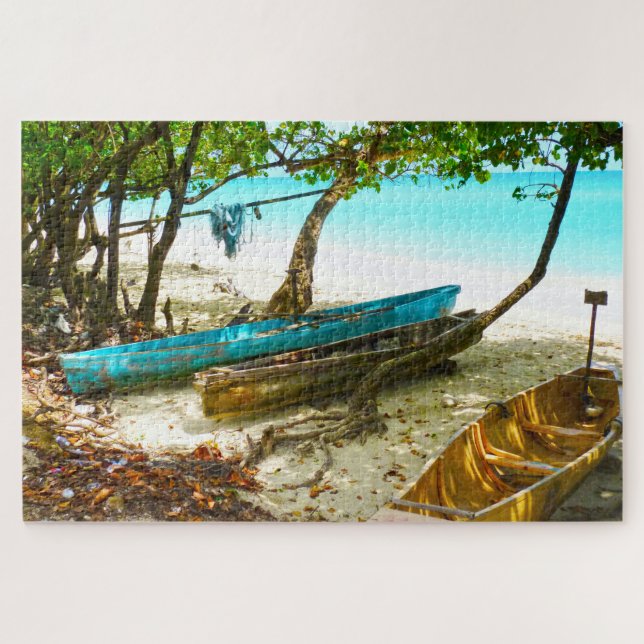 Barcos de playa de Jamaica. Rompecabezas (Horizontal)