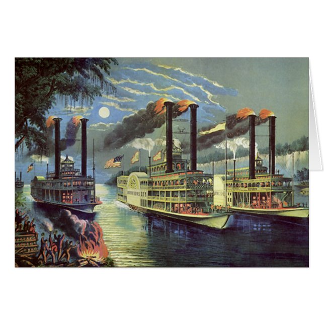 Barcos de vapor de transporte y de viajes antiguos (Anverso (Horizontal))