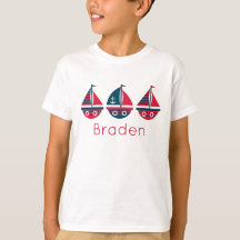 Barcos de vela a rayas camiseta personalizada
