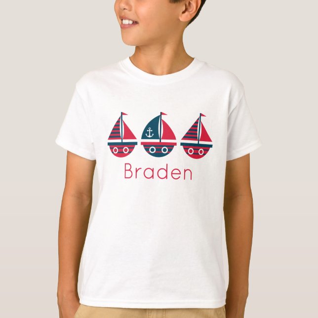 Barcos de vela a rayas camiseta personalizada (Anverso)