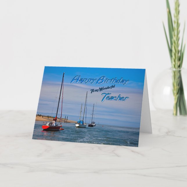 Barcos de vela con tarjeta de cumpleaños de ancla  (Anverso)
