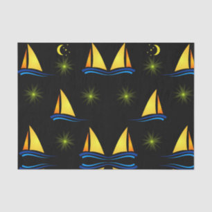 Barcos de vela de papel de seda decorativos amaril