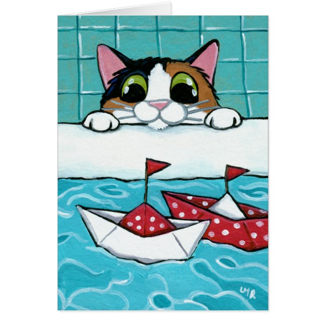 Barcos de vela de papel - tarjeta del arte del (Frente)
