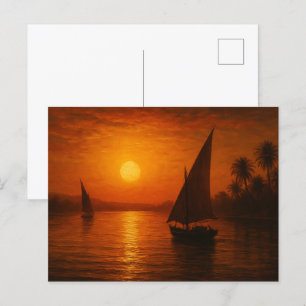 Barcos de vela del Nilo Romántico Tarjeta postal e