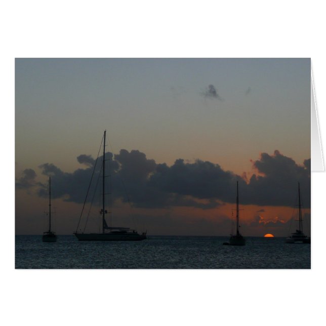 Barcos de vela en el atardecer marino tropical (Anverso (Horizontal))
