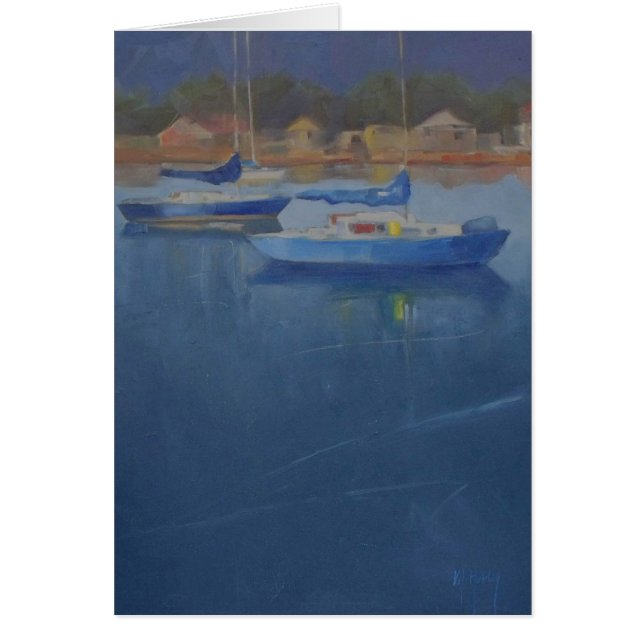 Barcos de vela en el puerto azul (Frente)