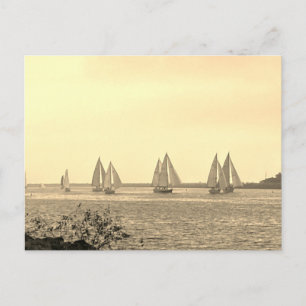 Barcos de vela en postal sepia