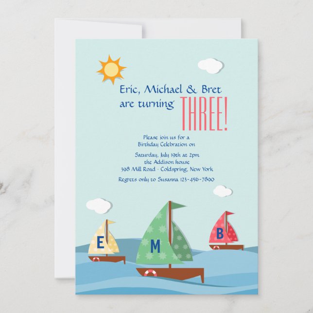 Barcos de vela Tres Invitaciones (Anverso)