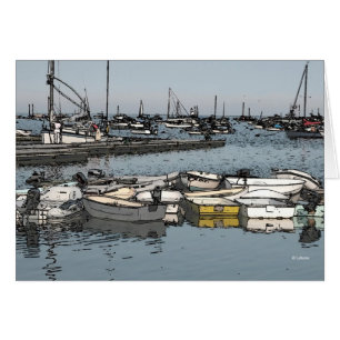 Barcos del muelle--tarjetas en blanco