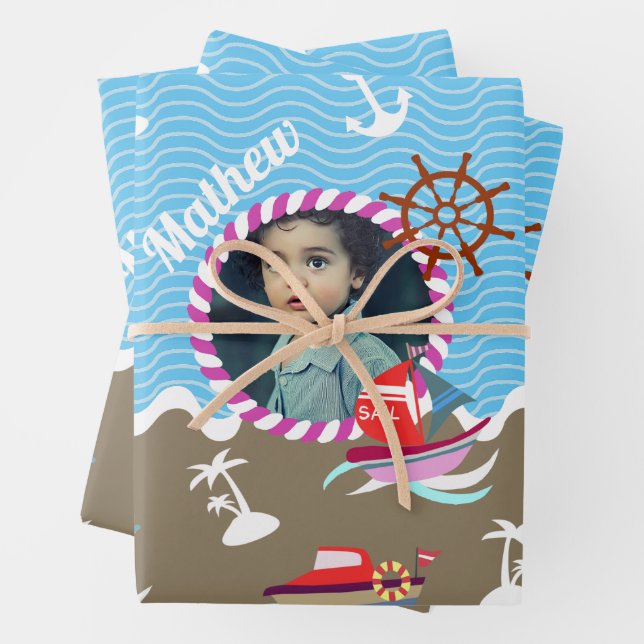 Barcos divertidos Foto Hojas de papel de envolvimi (In situ)