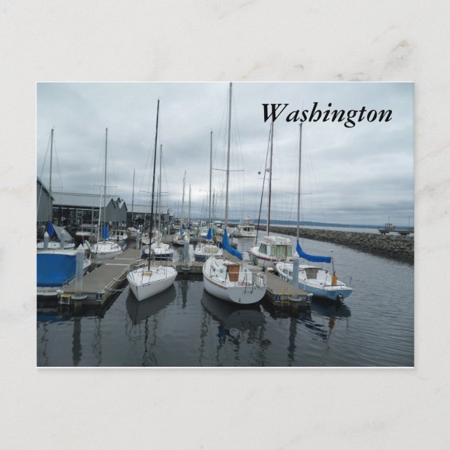 Barcos en postal del estado de Washington (Anverso)