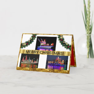 Barcos en tarjetas de Navidad