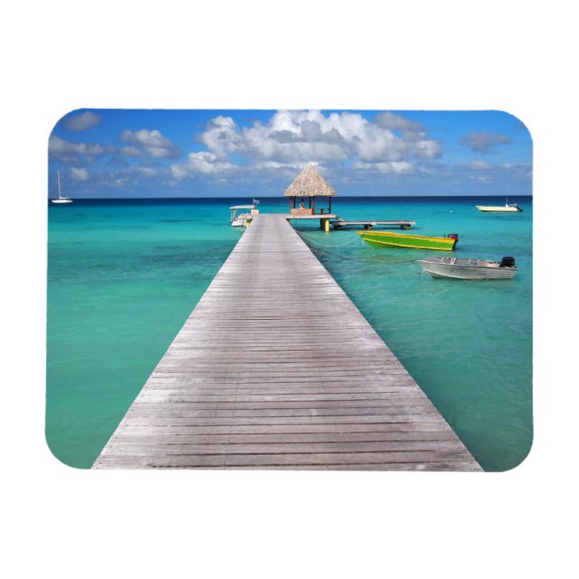 Barcos en un espigón en el imán rectangular del Pa (Horizontal)