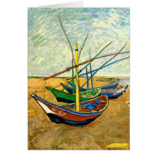 Barcos pesqueros Van Gogh en la playa de Saintes M