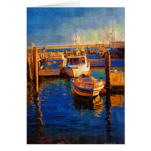 Barcos, puesta del sol, bahía de Morro, California