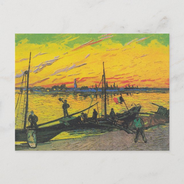 Barges de carbón por postal de Vincent Van Gogh (Anverso)