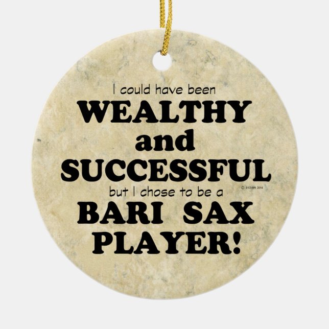 Bari Sax Adinerado y Exitoso Ornamento Cerámico (Frente)