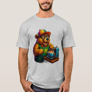 Barista Bear – Camiseta de Amante del Café Adorabl