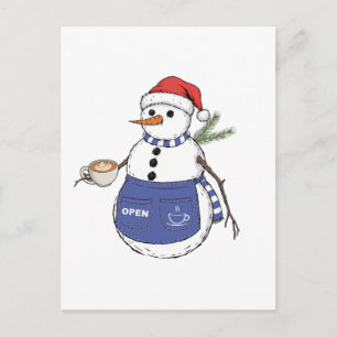 Barista de muñeco de nieve Navidad 2026 Café festi