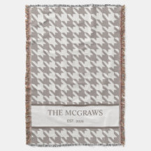 Bark + Brown Houndstooth Nueva Manta tejida para p