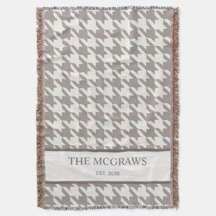 Bark + Brown Houndstooth Nueva Manta tejida para p