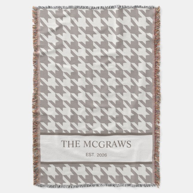 Bark + Brown Houndstooth Nueva Manta tejida para p (Frente vertical)