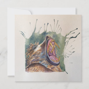 Barking Baboon estilo postal Notecard