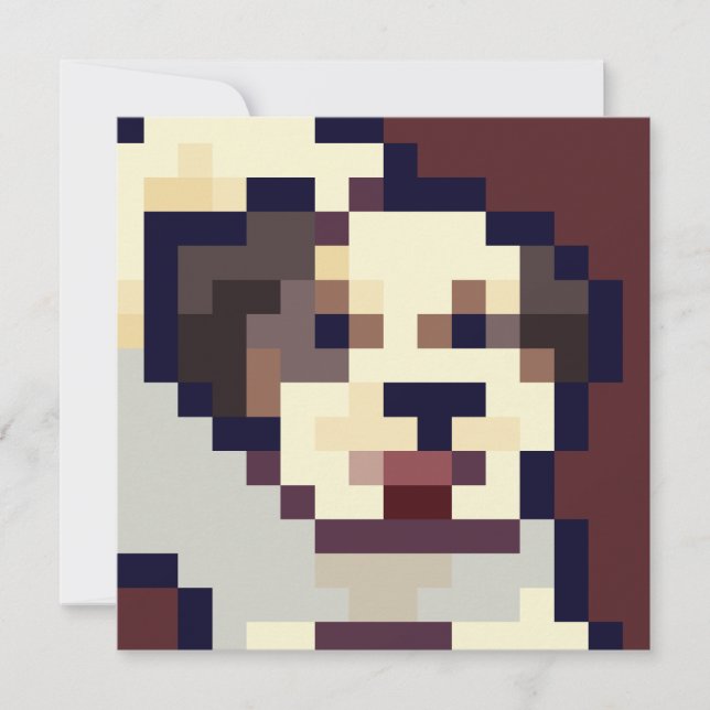 Barking puppy pixel art card (Anverso)