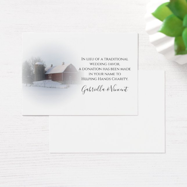 Barn cubierto de nieve Boda de invierno Favor de c (Escritorio)