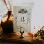 Barn elegante | Tarjeta de número de tabla de colo<br><div class="desc">Esta tarjeta boda presenta una vegetación acuática y un pequeño granero rústico. Elegante y encantador, este diseño es perfecto para cualquier evento. Estos diseños pueden ser personalizados para su ocasión especial y serían perfectos para su boda, ducha de novia, fiesta de compromiso, fiesta de cumpleaños y muchas otras ocasiones especiales....</div>