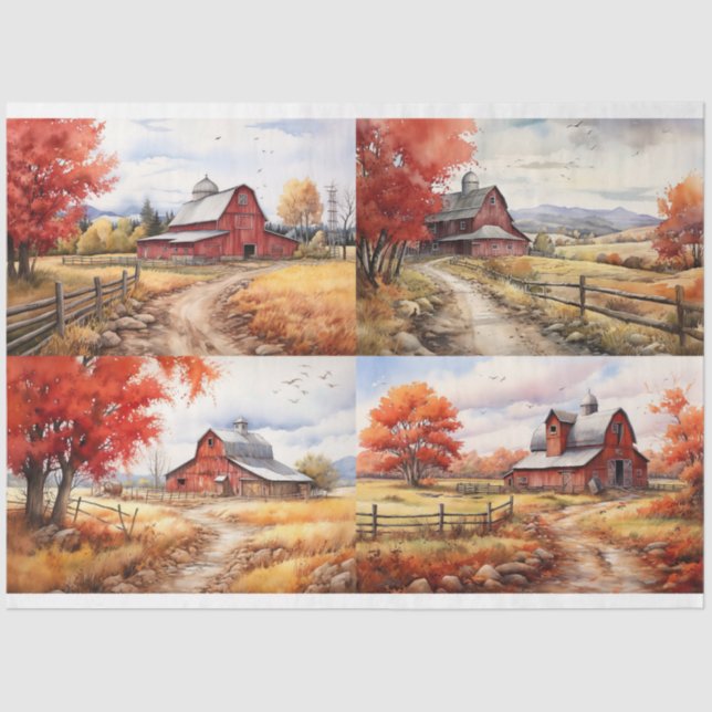 Barn en el Collage otoñal 2 Papel de descodificaci (Anverso)