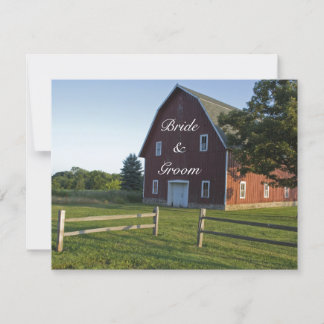 Barn Rojo con tarjeta de nota plana de casamiento 
