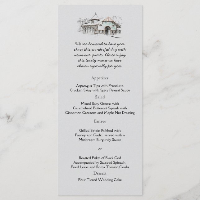 Barn Sketch Country Wedding Menu (Anverso)