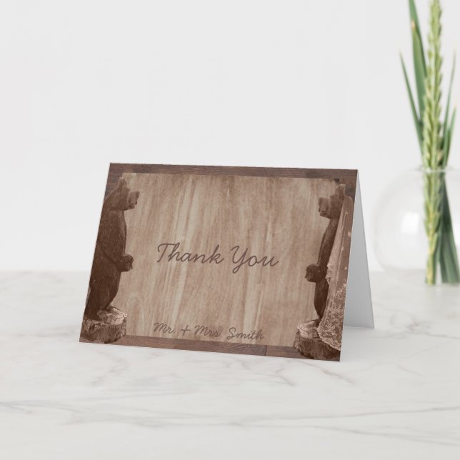 Barn Wood Bears Country Gracias tarjeta (Anverso)