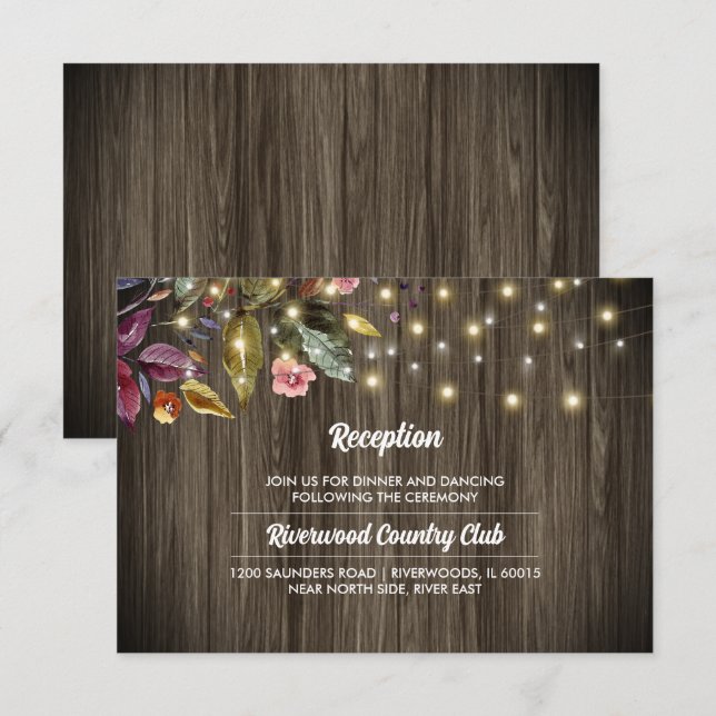 Barn Wood | Tarjeta de recepción de bodas de flore (Anverso / Reverso)