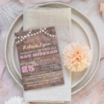 Barnwood Ilumina Bat rosa Invitación Mitzvah<br><div class="desc">Estas invitaciones casuales a la moda son perfectas para cualquier celebración de Bat Mitzvah. Cada línea de texto es totalmente personalizable para decir lo que usted quiere!</div>