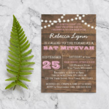 Barnwood Ilumina Bat Rosa Mitzvah Invitación Perso