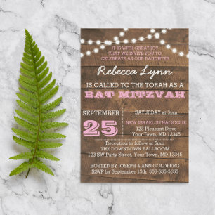 Barnwood Ilumina Bat Rosa Mitzvah Invitación Perso