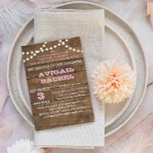 Barnwood Luces Rosa B"H Bat Mitzvah Invitación