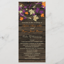 Barnwood plum fall programas de boda longitud del