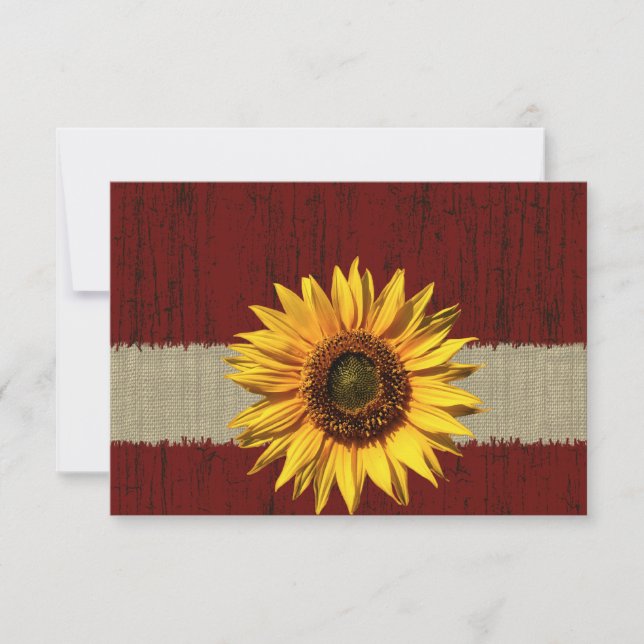 Barnwood y Burlap Sunflower Wedding RSVP (Anverso)