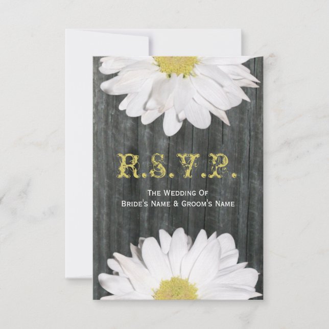 Barnwood y Daisy Boda Pequeña RSVP (Anverso)