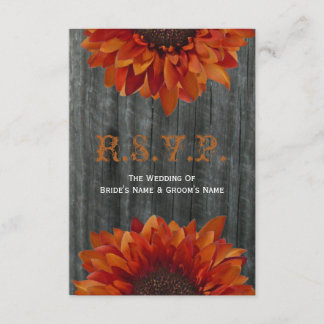 Barnwood y Sunflower Fall Wedding Pequeña RSVP