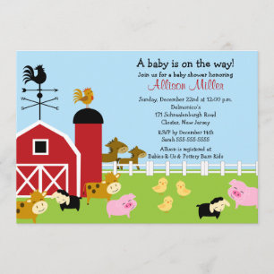 Barnyard Baby anima la invitación de Baby Shower