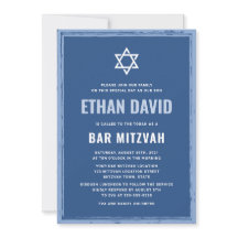 Barra azul mitzvah invitaciones con borde áspero