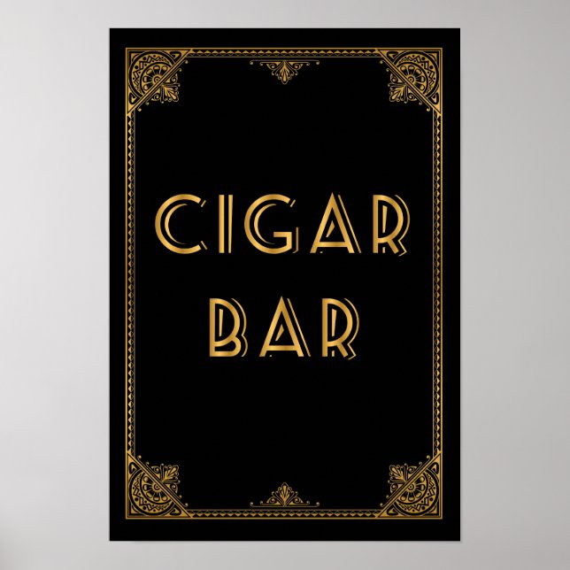 Barra CIGAR Señal de boda inspirada en Gatsby (Frente)