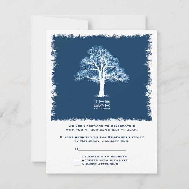 Barra de árbol de la vida Mitzvah RSVP Tarjeta de  (Anverso)