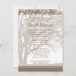 Barra de árbol marrón Mitzvah Invitaciones